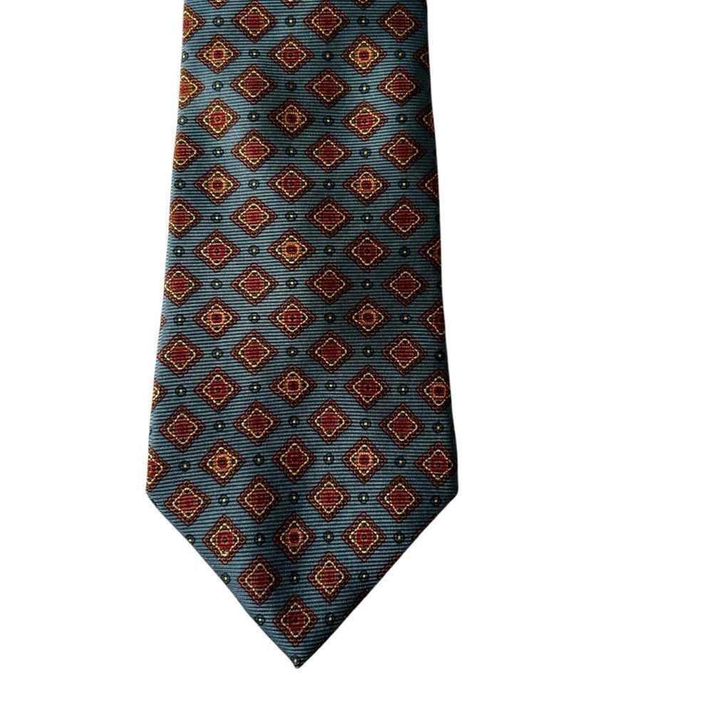 Vintage Tommy Hilfiger Silk Tie w/ Paisley + Classic Patterns Blue + Burgundy